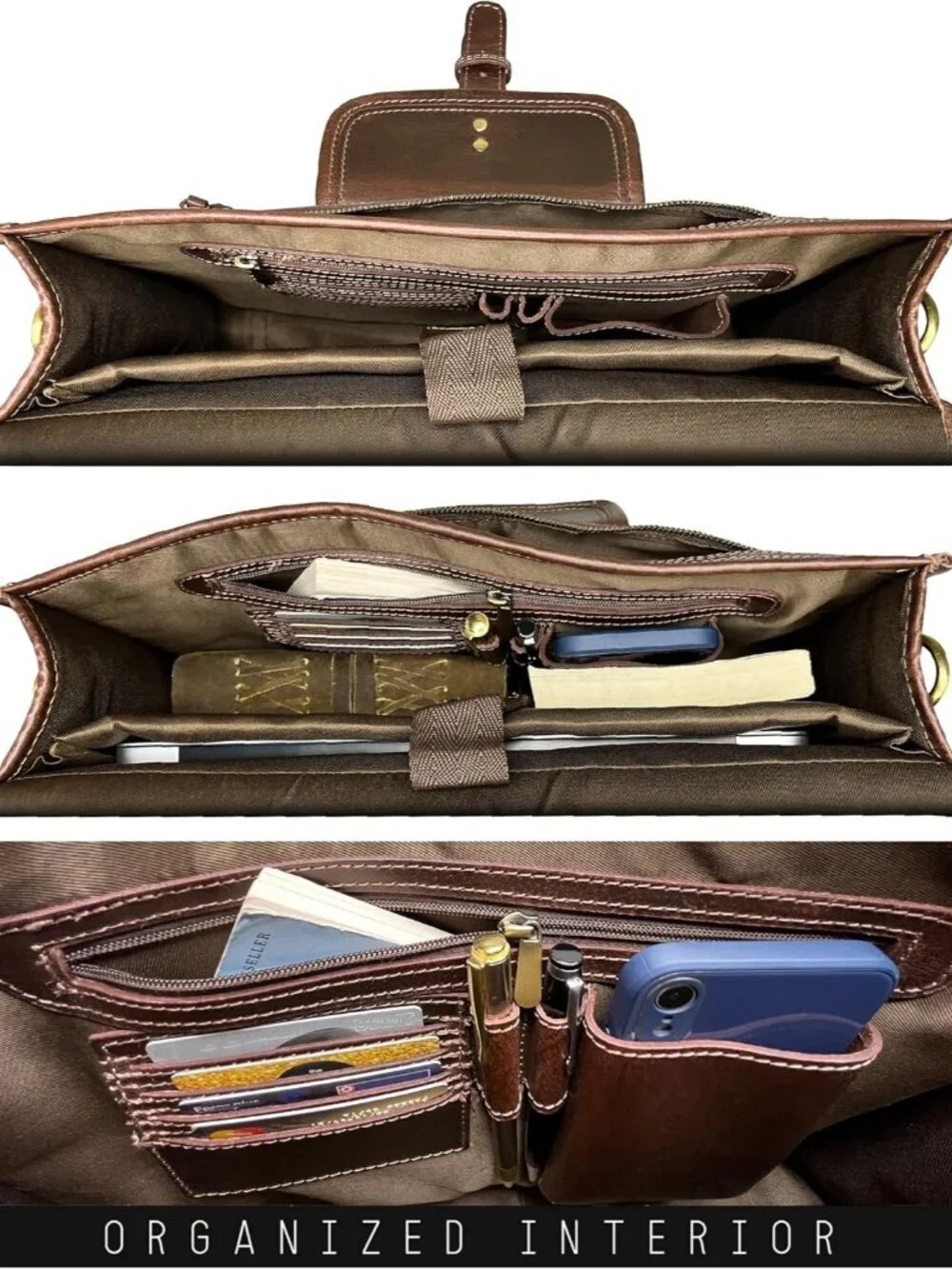 Men's Mulbery Genuine Leather Crossbody Adjustable Strap Messenger Hand Bag